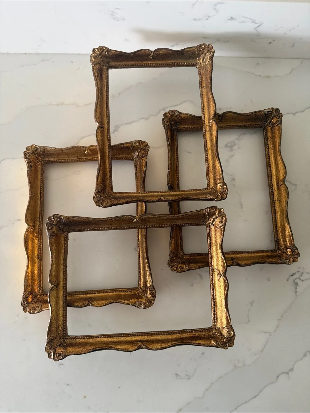 Vintage Set of 4 Ornate Wooden Frames no glass